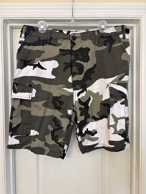 Rothco BDU Camo Cargo Shorts Mens Large White Gray Camouflage Military Tactical